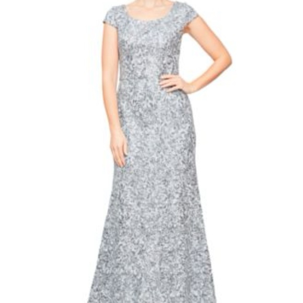 Alex Evenings Silver Maxi Dress